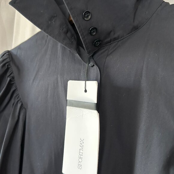 Sportmax Black Cotton Poplin Button Up Blouse NWT - Picture 9 of 10